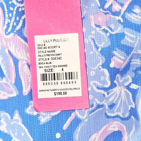Lilly Pulitzer Mila Stretch Shift Dress • Boca Blue Sea What I Sea - Picture 7 of 7